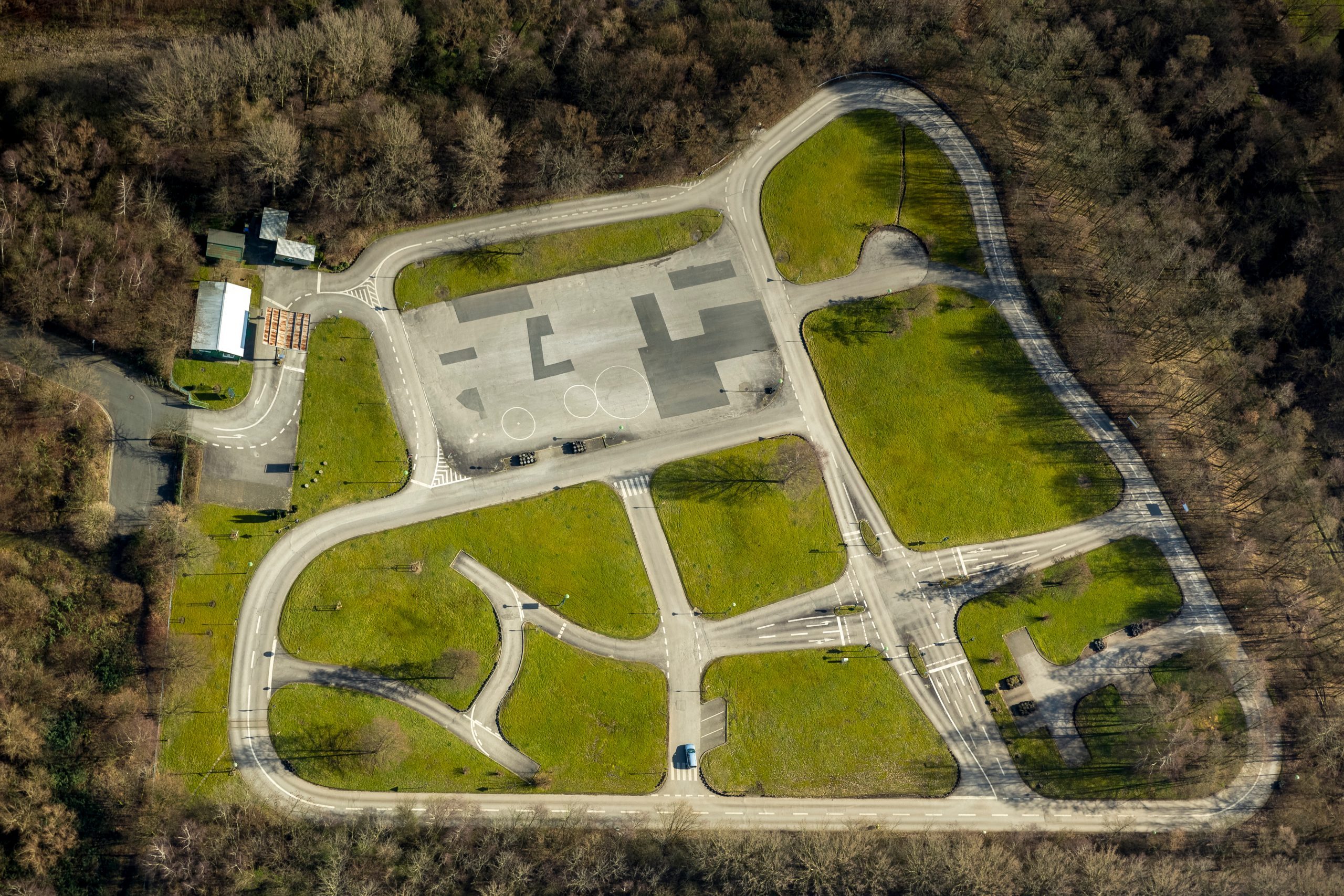 Luftbild: Verkehrsübungsplatz Essen-Frillendorf, Foto: Blossey